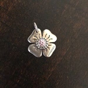 Pandora Charm, with pink cz stone in center